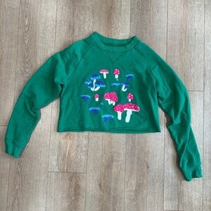 Modest Mouse Green Cropped Mushroom Sweatshirt Medium Graphic Crewneck